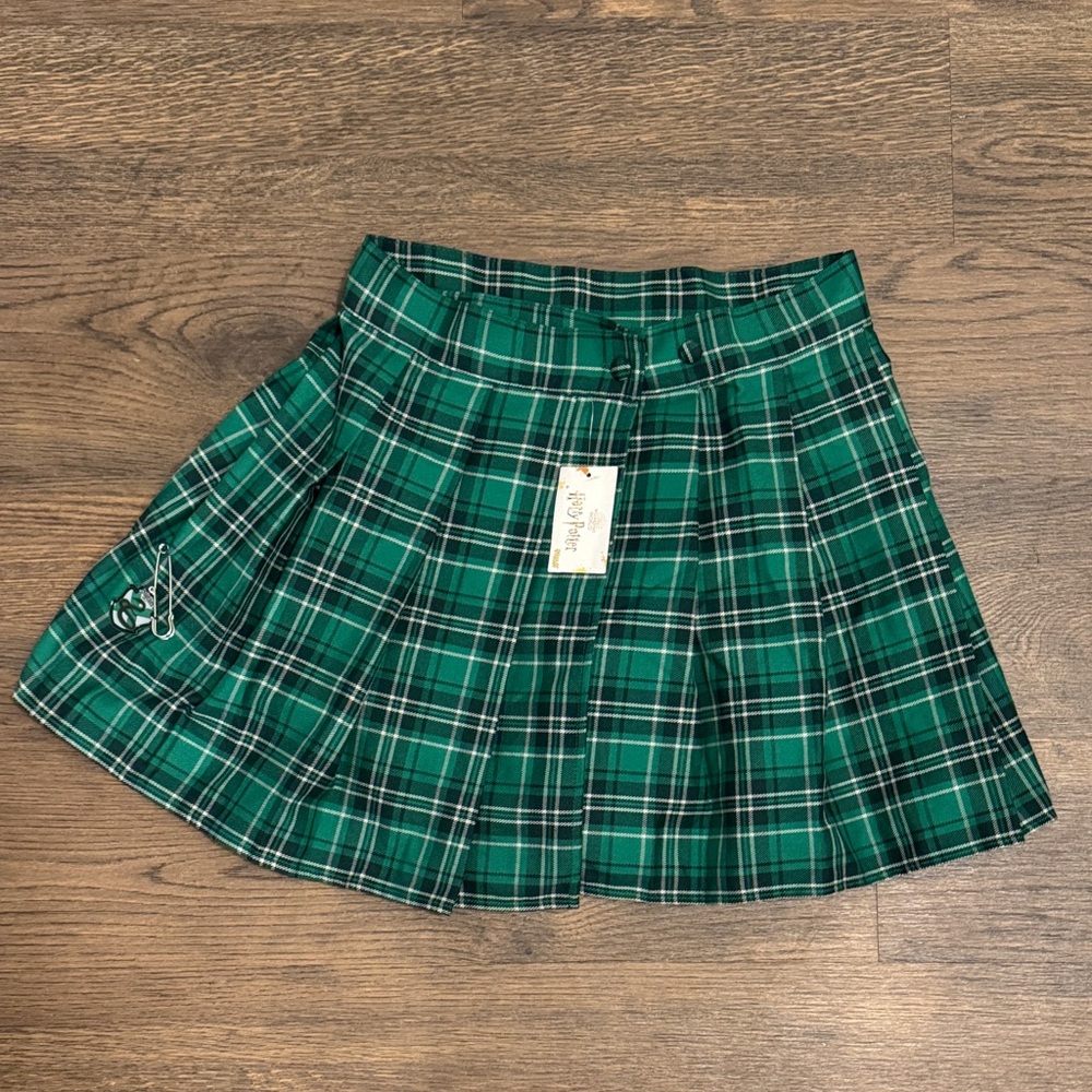 Chic Green Plaid Skater Skirt